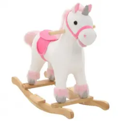 Unicornio Balancín De Peluche Blanco Y Rosa 65x32x58 Cm Vidaxl