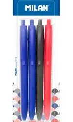 Blíster Milan  4 bolígrafos P1 touch (2 x azul negro y rojo)