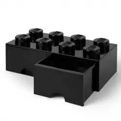 Ladrillo de almacenamiento con cajones negro de 8 espigas LEGO