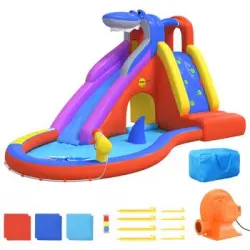 Tobogán De Agua Inflable Con Piscina Pvc 450x320x240 Cm Happy Hop