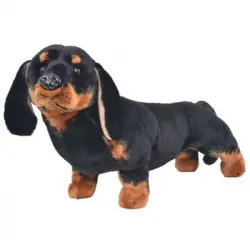 Perro Teckel De Peluche De Pie Negro Xxl Vidaxl