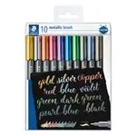 Estuche10 rotuladores STAEDTLER 8321 TB10 Colores metálicos punta pincel