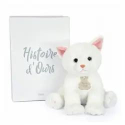 Peluche Gato Bebe Blanco Con Caja