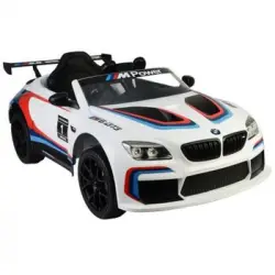 Bmw M6 Gt3 Blanco - Coche Eléctrico Infantil Para Niños Batería 12v Con Mando Control Remoto