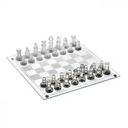 Ajedrez Con Tablero De Cristal Juego De Mesa Ajedrez Chess 35x35cms