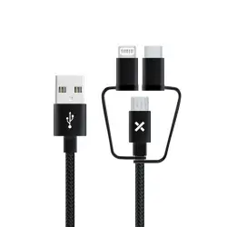 Cable Wefix 3 en 1 para iPhone/iPad Negro