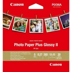 Papel fotográfico Canon Brillo II Plus Canon PP-201 de 5x5": 20 hojas
