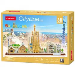 Puzle 186 piezas 3D Cubic Fun City Line: Barcelona
