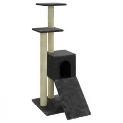 Rascador Para Gatos Con Postes De Sisal Gris Oscuro 92 Cm Vidaxl