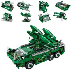Vehículo Lanza Misiles De Campo 8 En 1 Dam, Con 681 Piezas. Construye 8 Modelos Individuales Con 3 Formas Cada Uno. Color: Verde