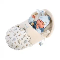 Llorens- Muñeco Tacto Suave Nico Recien Nacido Saquito Azul 40 Cm, Multicolor (73885)