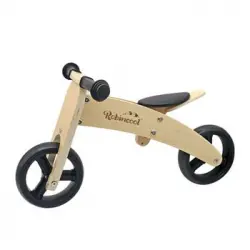 Bicicleta Sin Pedales Montessori Robincool Fast Wheels 63x32x36 Cm Transformable En Triciclo De Madera Eco Color Natural Y Negro