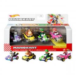 Hot Wheels - Pack 4 Coches De  Mario Kart