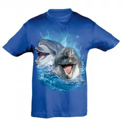 Camiseta Niño Delfines jugando color Azul