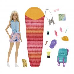Barbie - Muñeca Con Mochila, Saco De Dormir Y Accesorios Surtido De Camping