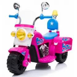 Moto De Policía Mini Rosa - Moto Eléctrica Infantil De Batería Para Niños