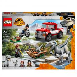 LEGO - Set De Construcción Con Moto De  Captura De Los Velocirraptores Blue Y Beta Dinosaurios Jurassic World