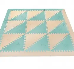 Lubabymats - Alfombra Puzzle Infantil Para Bebés De Foam (eva), Suelo Extra Acolchado. Medida: 161x161 Cm. Color Mint Y Beige