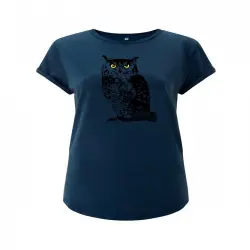 Camiseta búho mujer color Azul