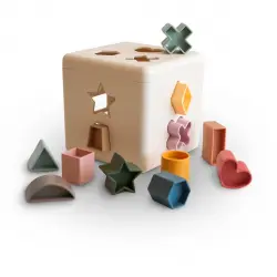Mushie - Cubo didáctico Mushie con figuras geométricas.
