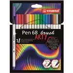 Estuche 18 rotuladores STABILO Pen 68 premium punta de pincel ARTY