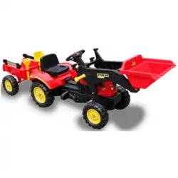 Tractor A Pedales Con Remolque Y Pala Color Rojo