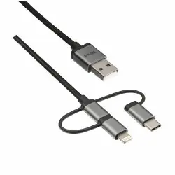 Cable Trust Urban Micro USB, USB-C y Lightning Negro 1 m