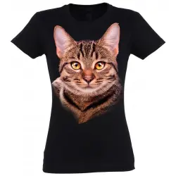 Camiseta Mujer Gato Europeo color Negro