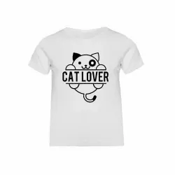 Camiseta niña "Cat lover" color Blanco