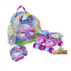 Mochila Transparente Con Patines 4 Ruedas Y Protecciones De Peppa Piga