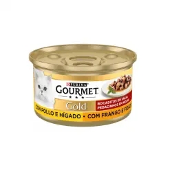 Gourmet Gold Pollo e Hígado en salsa lata para gatos