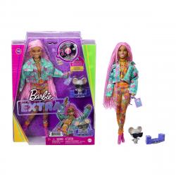 Barbie - Muñeca Articulada Con Trenzas Rosas Y Ropa De Flores Accesorios De Moda Y Mascota Extra