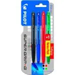 Pack de bolígrafos Pilot Super Grip·G azul, negro, rojo y verde