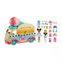 Polly Pocket - Camión De Los Helados 2 Muñecas Con Coche De , Mascota, Ropa Y Accesorios