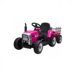 Tractor Ataa Ceres Con Remolque Rosa - Tractor Eléctrico Infantil Para Niños De Batería Con Mando Control Remoto