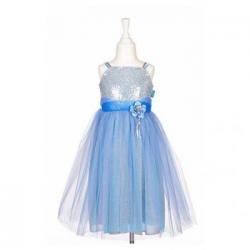 Vestido Celena Azul Y Plata, 3-4 Años