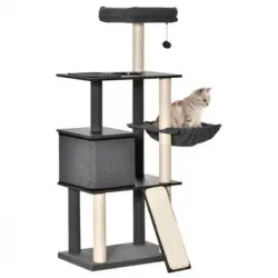 Árbol Para Gatos Grande De Aglomerado Sisal 60x40x146 Cm-pawhut.gris