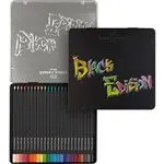 Estuche de metal con 24 lápices de color Faber-Castell Black Edition