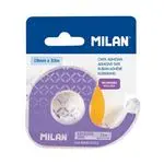 Cinta adhesiva Milan con dispensador morado 19x33 mm