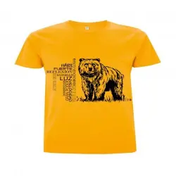 Animal totem camiseta manga corta algodón oso amarillo para hombres