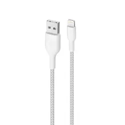 Cable Puro Fabric  USB-A/Lightning Blanco 1,2 m