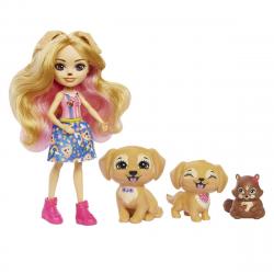 Enchantimals - Muñeca Gerika Golden Retriever Conjunto Con 3 Animales