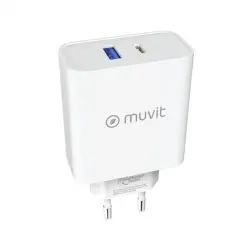 Cargadodr de pared Muvit for Change USB-C / USB-A 65W Blanco