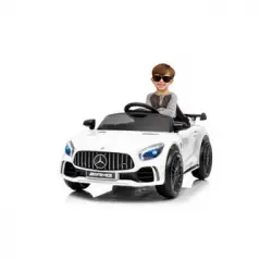 Mercedes Gtr Mini 12v Blanco - Coche Eléctrico Infantil Para Niños Batería 12v Con Mando Control Remoto