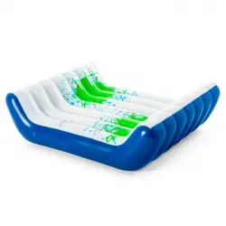 Flotador Gigante De Chill Out Blanco Y Azul De Pvc De 221x174 Cm