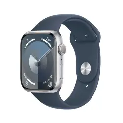 Apple Watch S9 GPS 45mm  Caja de aluminio Plata y correa deportiva Azul tempestad - Talla S/M