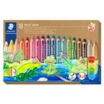 Estuche 18 lápices de colores STAEDTLER Noris Junior 140 C18 extra grueso 3 en 1: color, cera y acuarelable con afilalápices