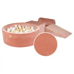 Conjunto De Juego Con Piscina Bolas Terciopelo Y Pana En Color Albaricoque Bolas: Blancas, Beige Meowbaby