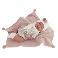 Muñeca recién nacida lea conejitos y manta