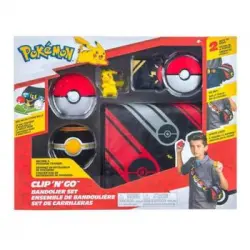 Pokémon Clip N Go Set Bandolera Con Cinturón De Pikachu Y Pokeballs